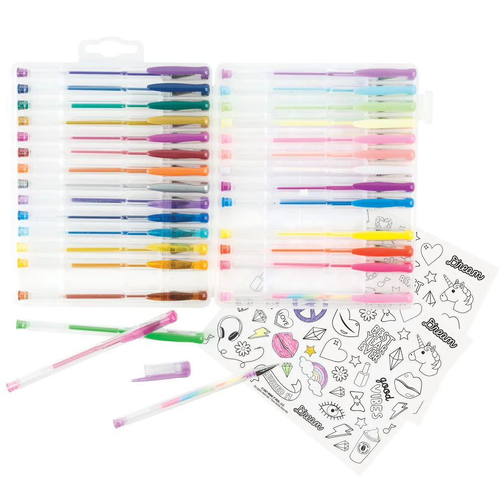 3C4G Vibrant Gel Pen Set, 30-Piece with Color-In Stickers - Image 3