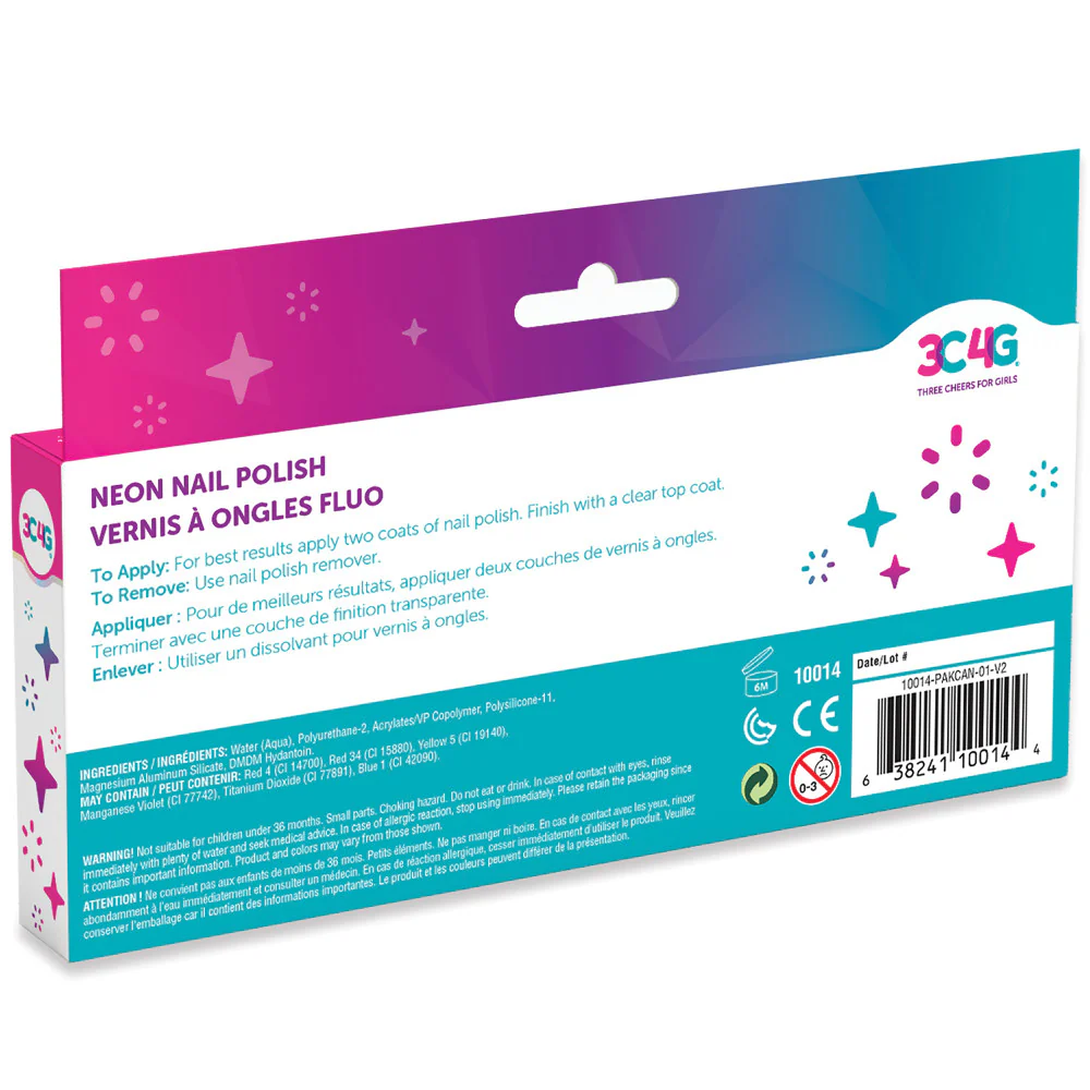 3C4G Vibrant Neon Nail Polish Set - Kids' Manicure Kit - Image 3