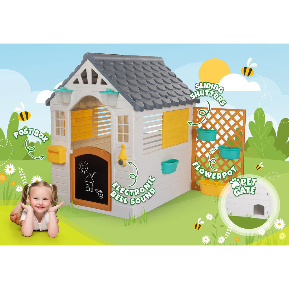 Dolu Garden Playhouse with Fence - Colorful Kids-Toddler Sanctuary - Image 4