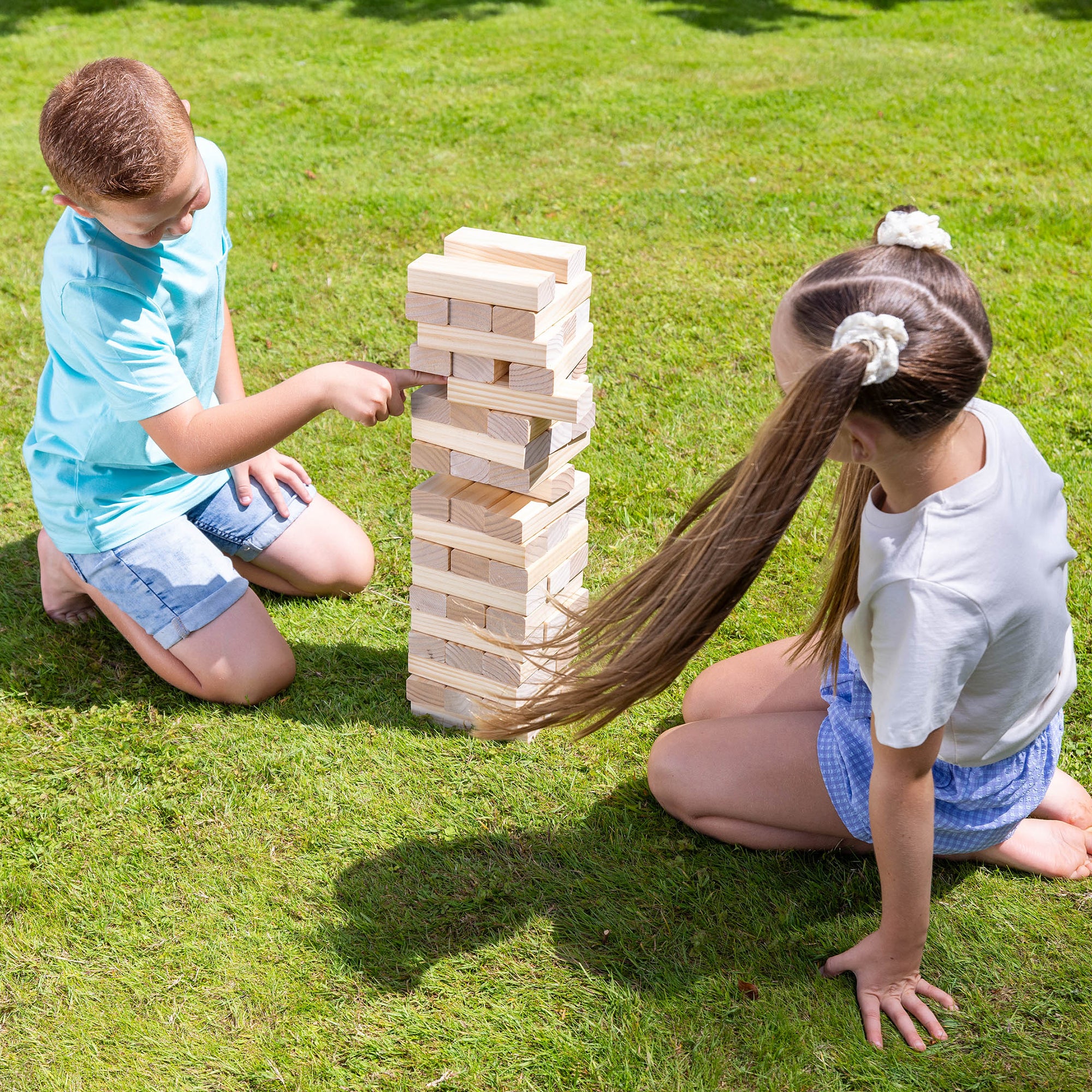 Grasshopper Games Giant Stack 'N' Fall Wooden Block Game with Carry Bag, Family Friendly - Image 3
