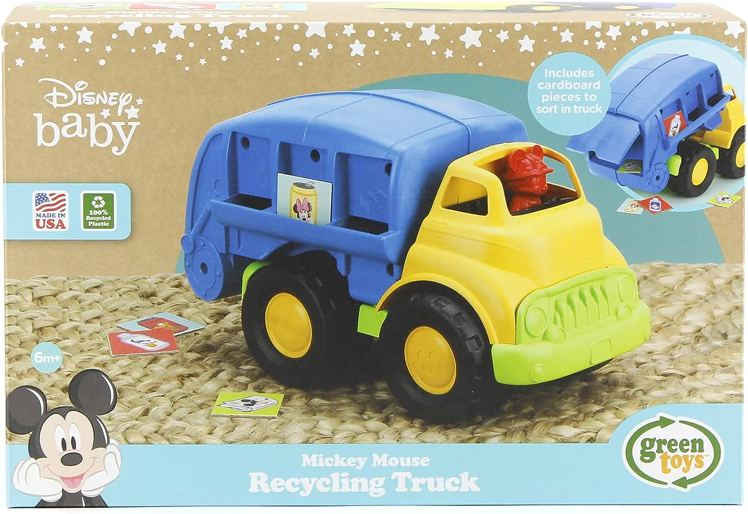 Green Toys Disney Mickey Mouse Blue Recycling Truck, Eco-Friendly Play Vehicle - Image 4