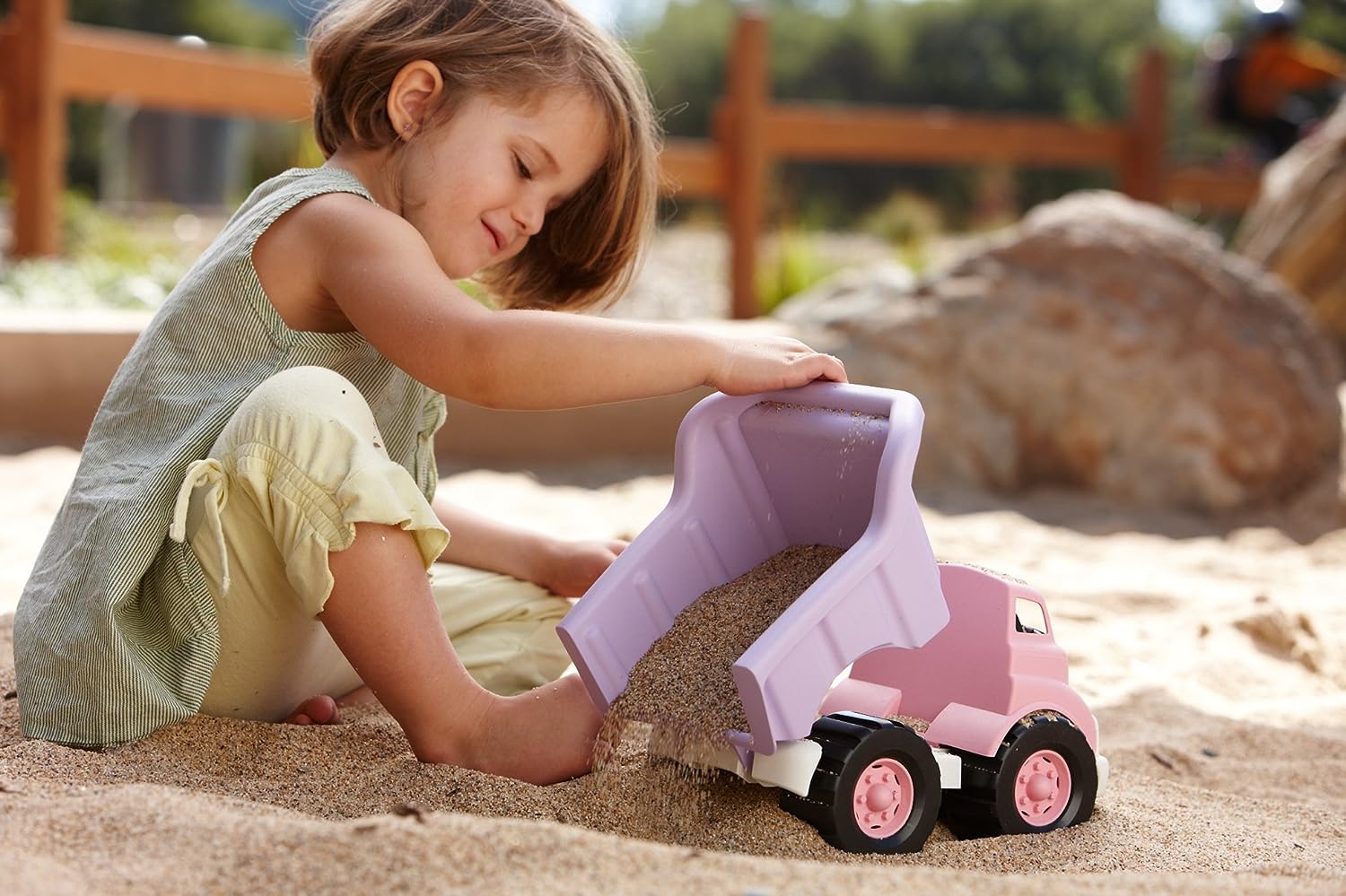 Green Toys Eco-Friendly Pink Dump Truck for Toddlers, Made from Recycled Plastic - Image 4
