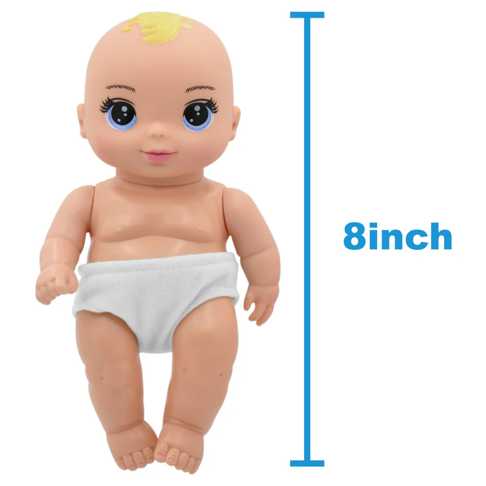 Magic Nursery 8-inch Special Delivery Set - Posable Newborn Baby Doll with Plush Stork, Pink - Image 3