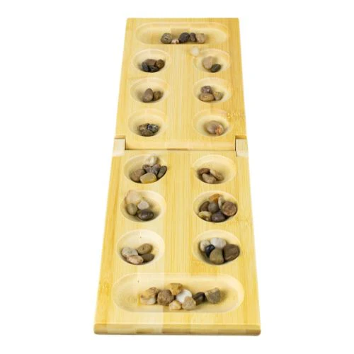 Bamboo Classic Mancala Game with Colorful Stones - Image 11