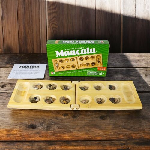 Bamboo Classic Mancala Game with Colorful Stones - Image 7