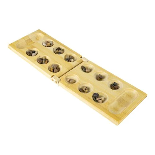 Bamboo Classic Mancala Game with Colorful Stones - Image 9