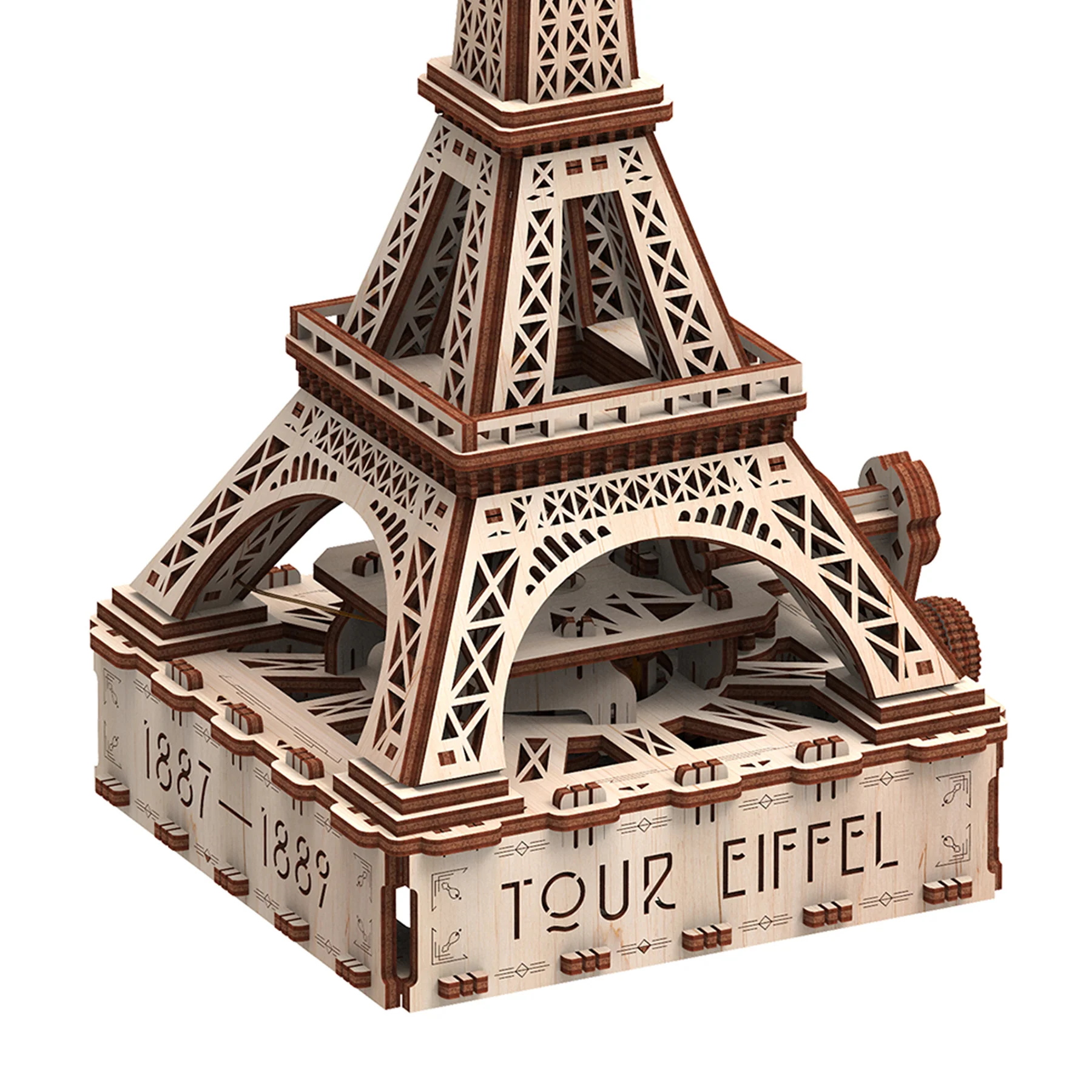 Mr.PLAYWOOD Eiffel Tower Eco-light 3D Wooden STEM Model - Hand-Cranked LED Dynamo - Image 3
