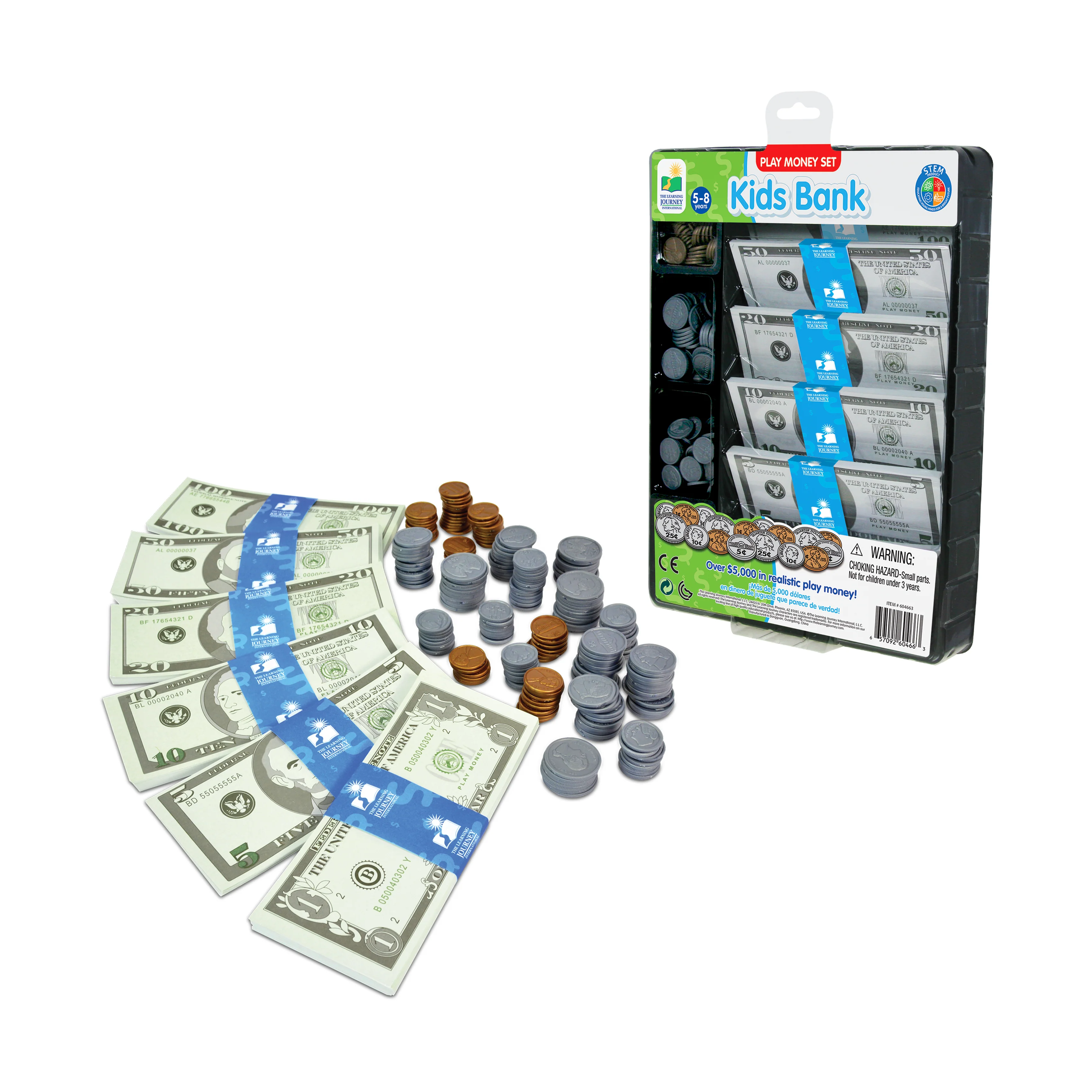 Kids Bank Ultimate Play Money Set - Realistic Toy Cash and Coins - Image 3