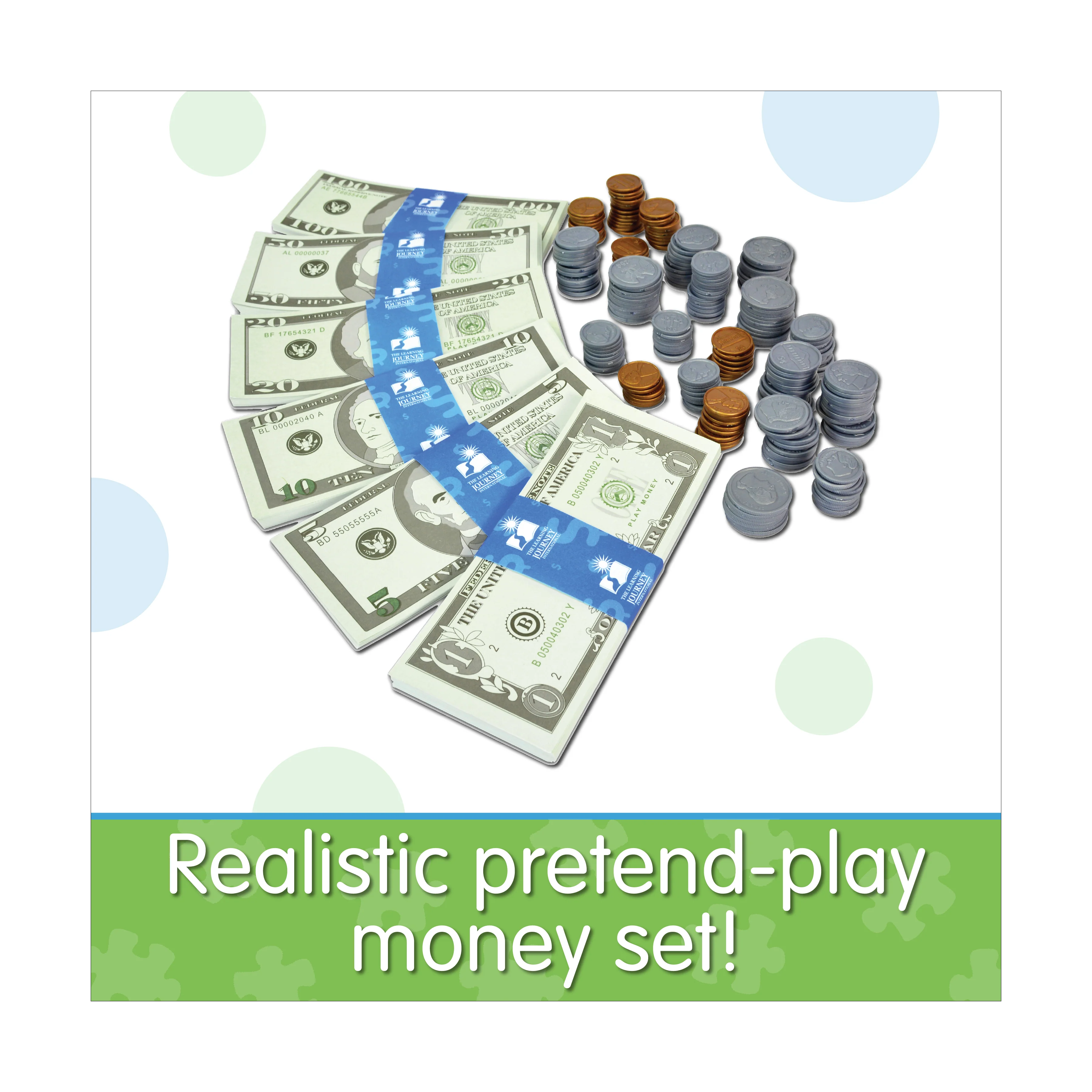 Kids Bank Ultimate Play Money Set - Realistic Toy Cash and Coins - Image 4