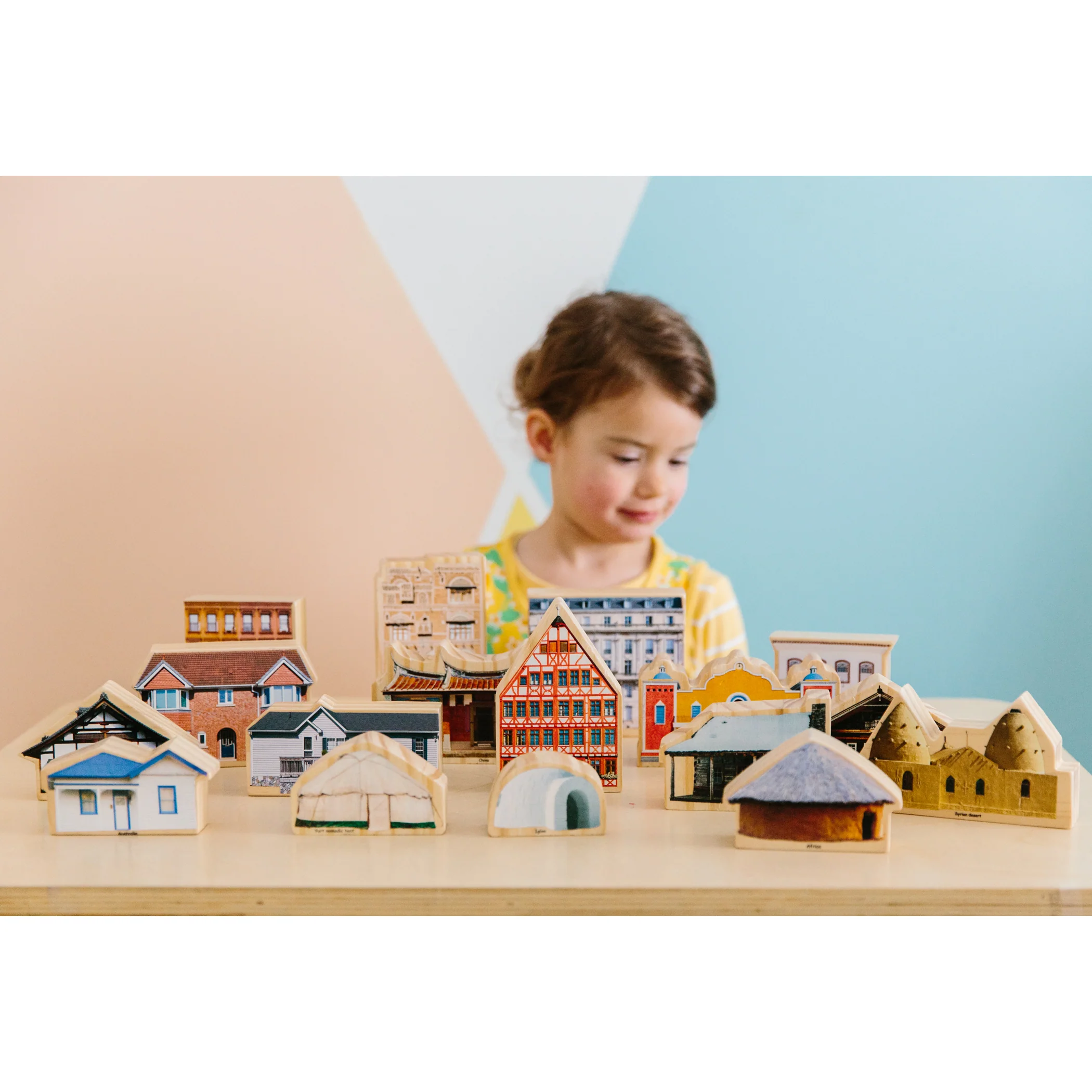 The Freckled Frog Global Homes Adventure Wooden Blocks - Set of 17 - Ages 1+ - Image 4