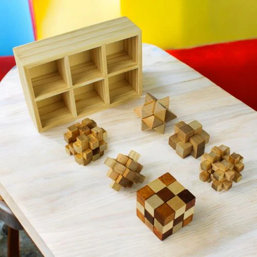 Classic Wooden MindBenders 6-Pack Puzzle Set - Intricate Brain Teasers - Image 8